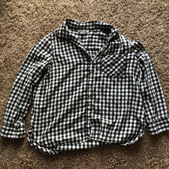 Long black and white gingham flannel shirt - Picture 1 of 2